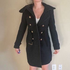 Jill Stuart Black Wool Coat with Belt - Small